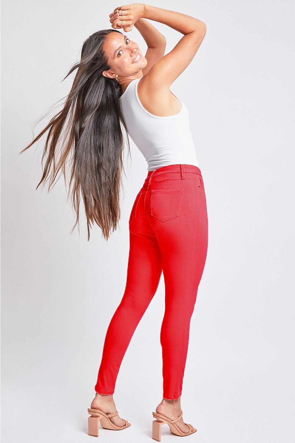 Hyperstretch Mid-Rise Skinny Jeans in Ruby RedJeansYMI Jeanswear