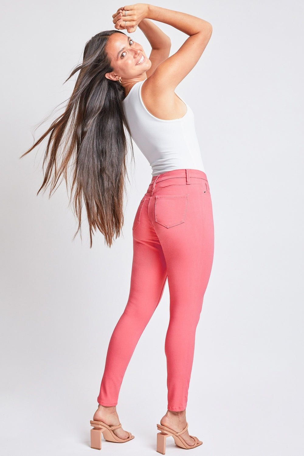 Hyperstretch Mid-Rise Skinny Jeans in Shell PinkJeansYMI Jeanswear