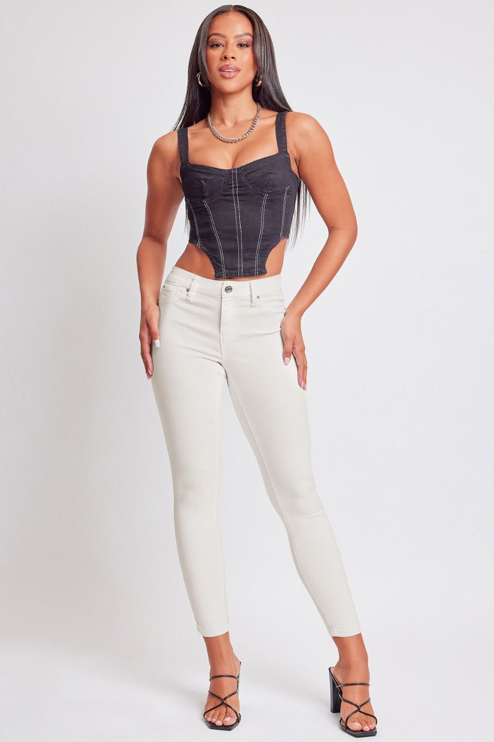 Hyperstretch Mid-Rise Skinny Jeans in Vanilla CreamJeansYMI Jeanswear