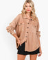 Chaqueta de rizo francés con lavado mineral en color camel