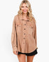 Chaqueta de rizo francés con lavado mineral en color camel