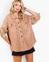 Chaqueta de rizo francés con lavado mineral en color camel