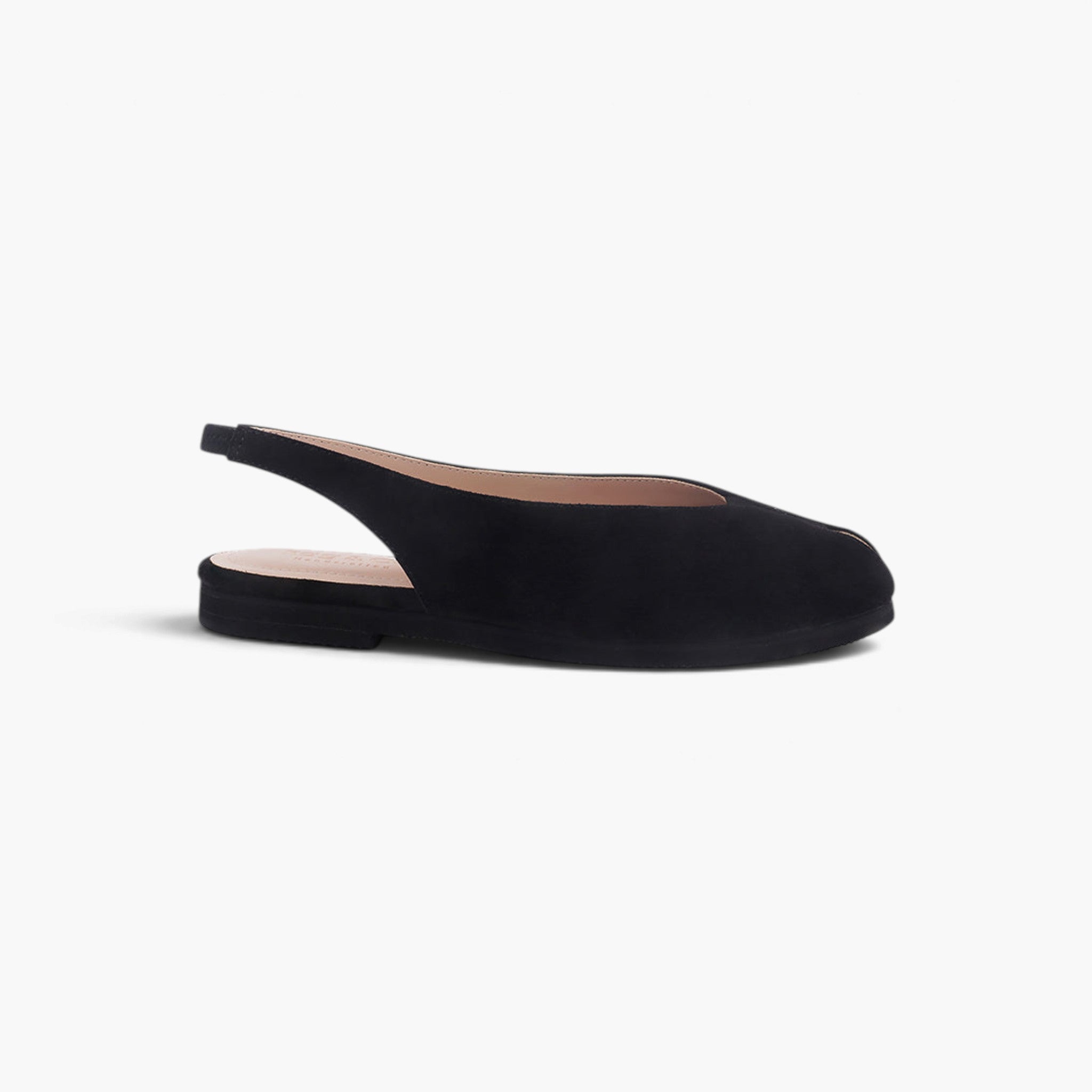 Genuine Suede Peep-Toe Slingback Flats