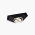 Beach Rose Co. black stretch belt with a gold-tone textured double circle buckle and wide elastic band.