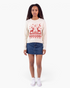 Beach Rose Co. cream knit sweater with red reindeer and snowflake pattern, crew neck and relaxed fit.