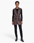 Beach Rose Co. brown faux leather longline vest with notched lapels and a matching waist tie belt.