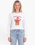 Beach Rose Co. white crewneck sweatshirt featuring a festive gingerbread man graphic and Cozy Christmas lettering.
