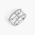 Beach Rose Co. sterling silver openwork ring with moissanite stones and a polished platinum-plated finish.