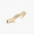 Beach Rose Co. beige elastic stretch belt with a gold-tone triple ring textured metal buckle.