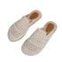 Beach Rose Co. beige crochet-style mesh espadrille mules with braided sole trim and a closed round toe.