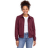 Beach Rose Co. burgundy zip-up jacket with a metal placket collar and ribbed cuffs worn over a white t-shirt.