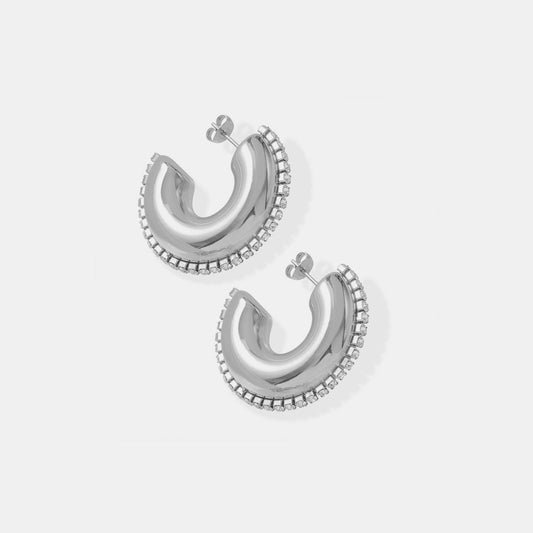 Inlaid Zircon C-Hoop EarringsEarringsBeach Rose Co.