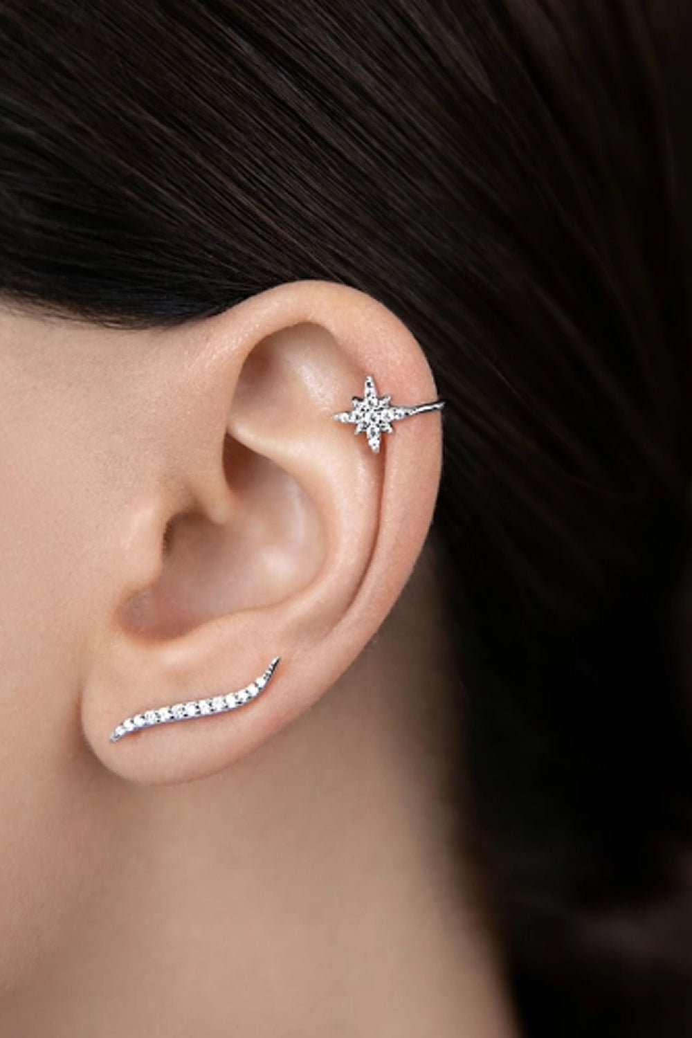 Inlaid Zircon Star Single Cuff EarringEarringsBeach Rose Co.