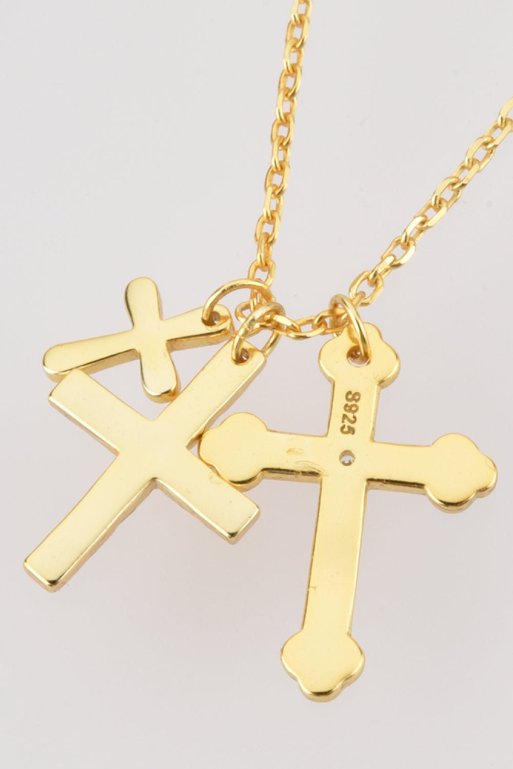 Inlaid Zircon Triple Cross Pendant NecklaceNecklaceBeach Rose Co.