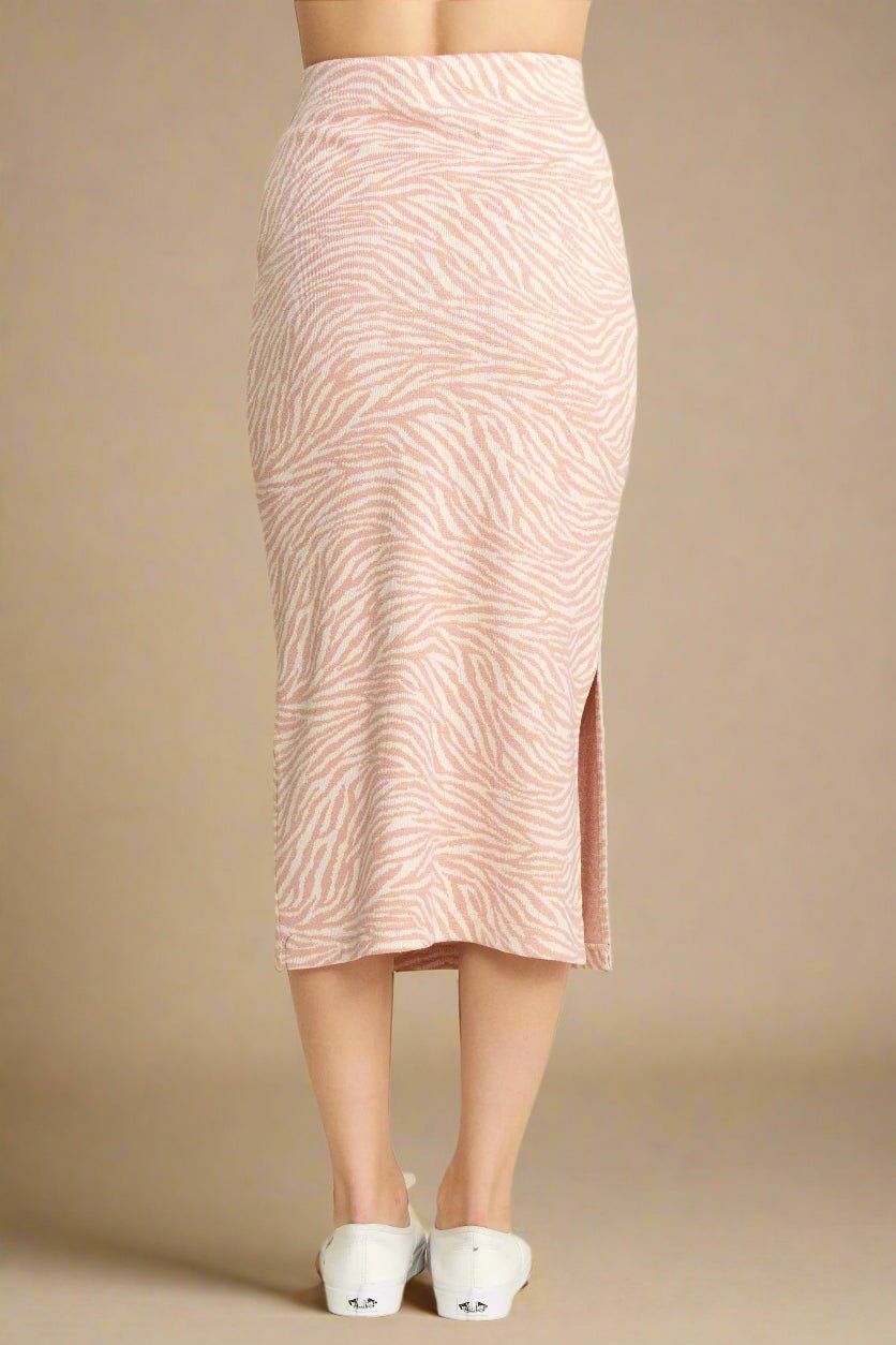 Jade By Jane - Blush Pink & Ivory Zebra Print Midi Skirt