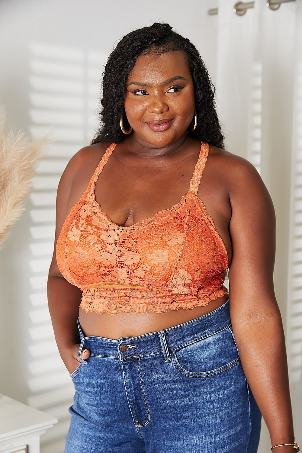 JadyK - Crisscross Lace Bralette in Rust