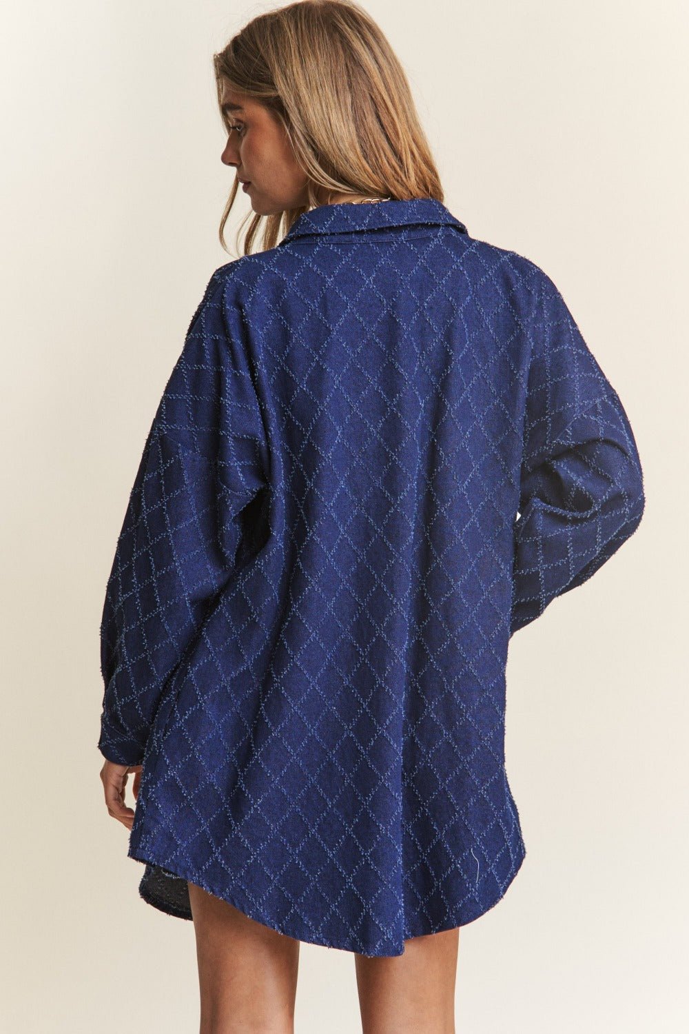 J.NNA - Stitch Detail Button Up Dark Denim Shacket