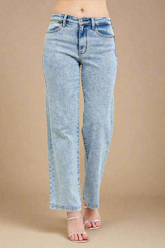 Judy Blue - Acid Wash High Rise Straight Leg Jeans
