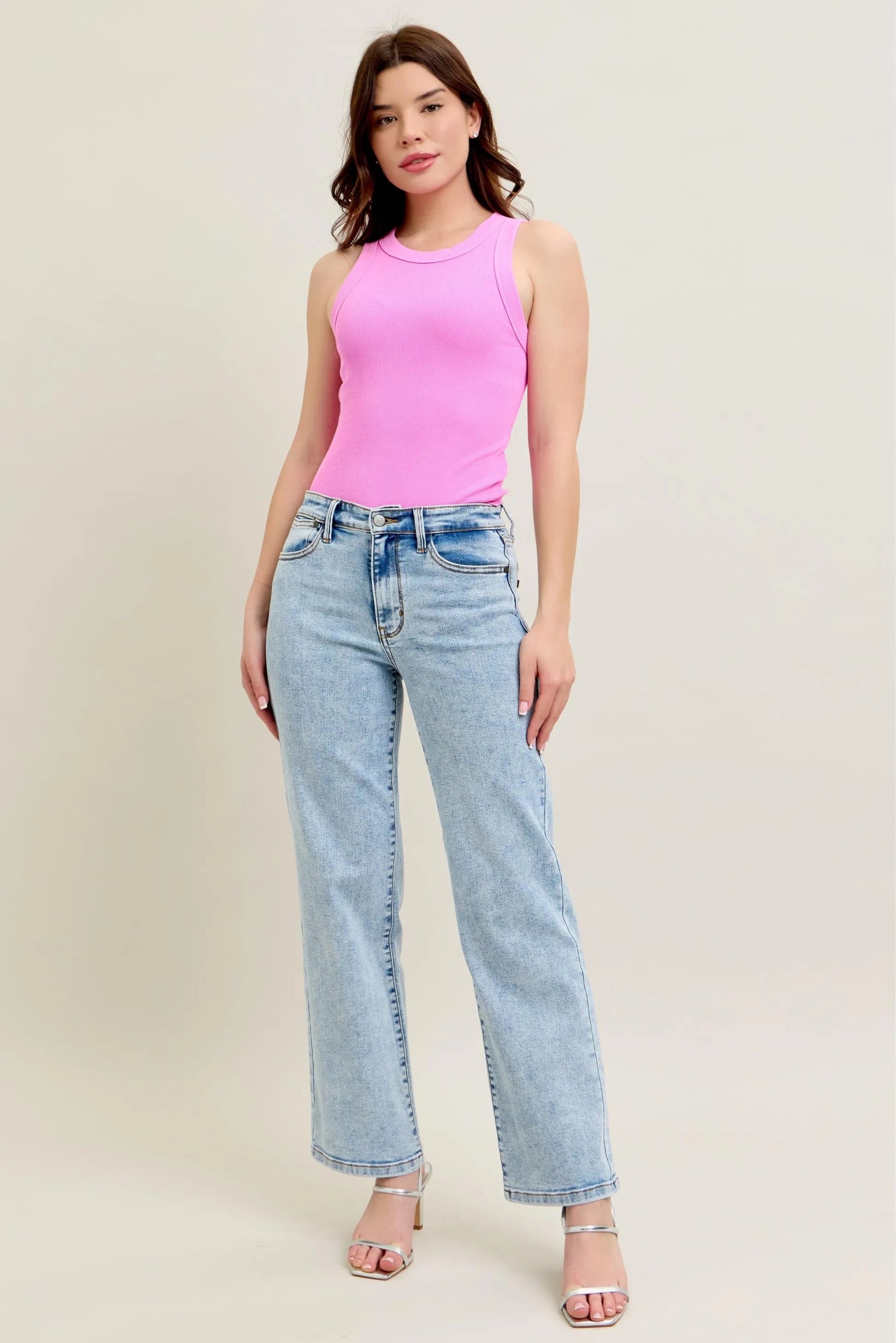 Judy Blue - Acid Wash High Rise Straight Leg Jeans
