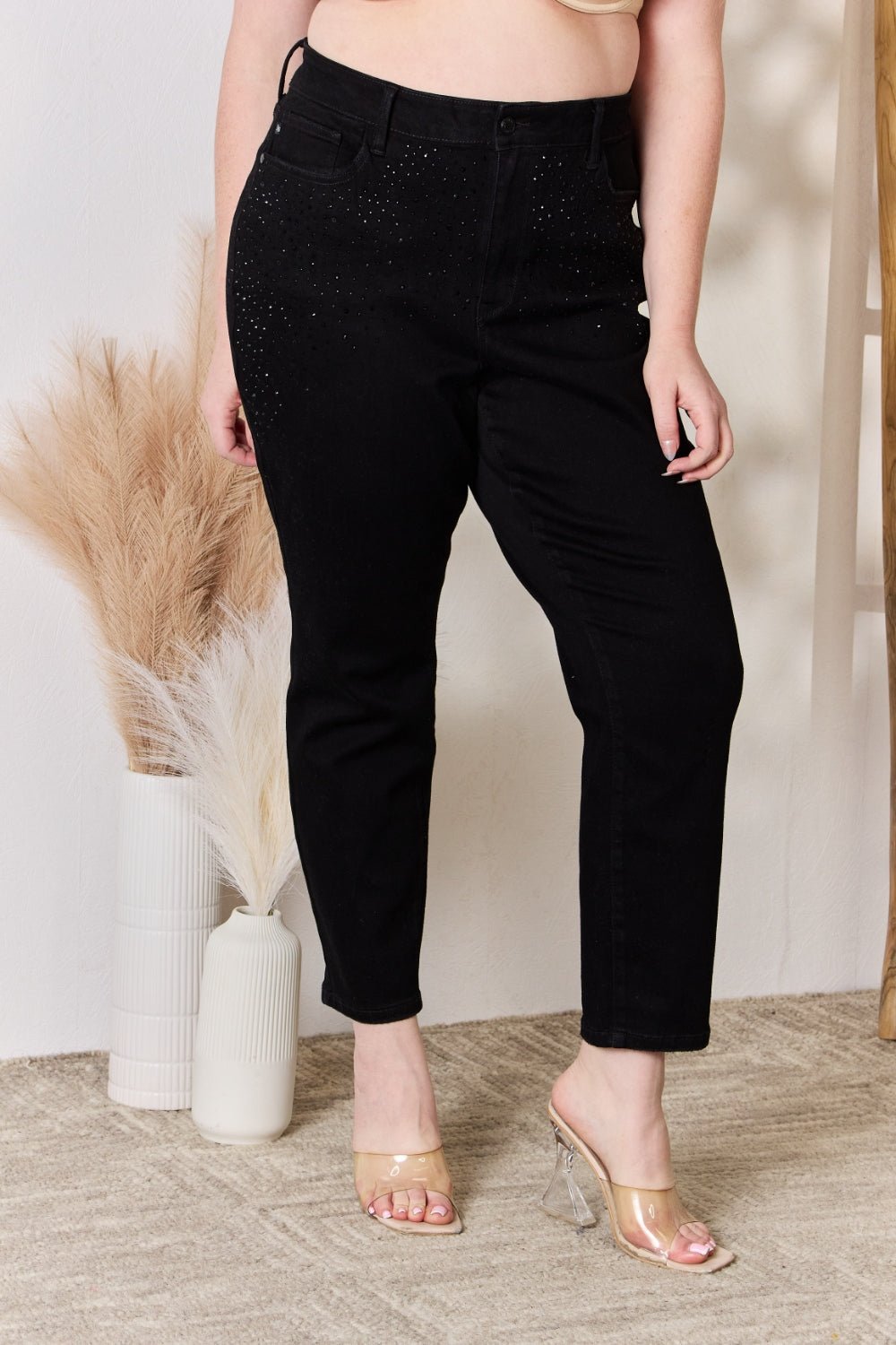 Judy Blue - Black Rhinestone Embellished Slim Fit Jeans