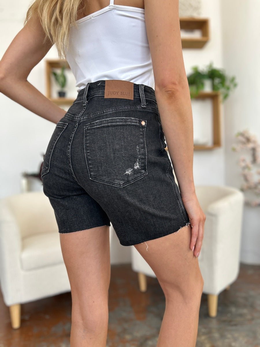 Judy Blue - Black Wash High Waist Tummy Control Denim Shorts