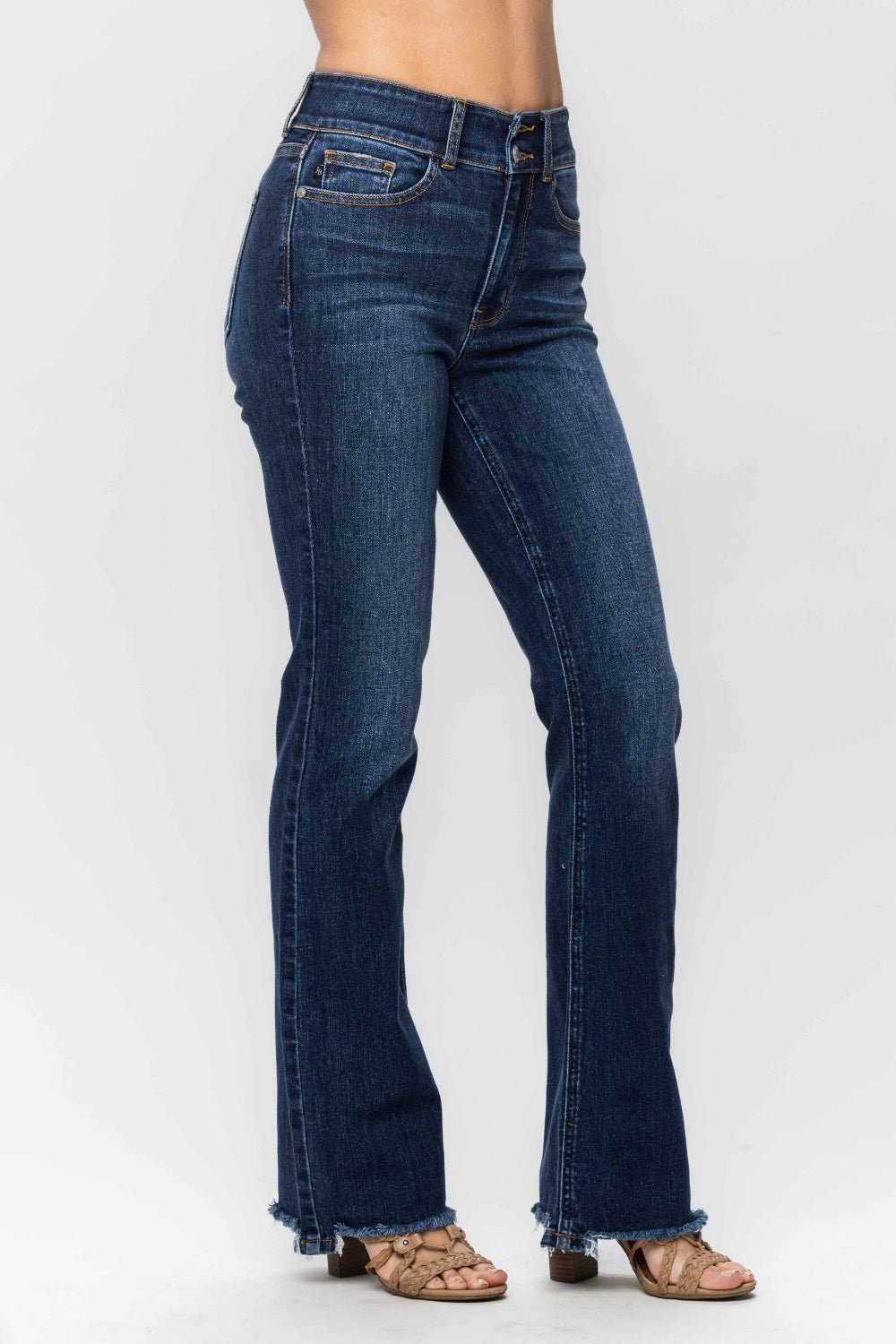 Judy Blue - Dark Wash Frayed Hem Bootcut Jeans