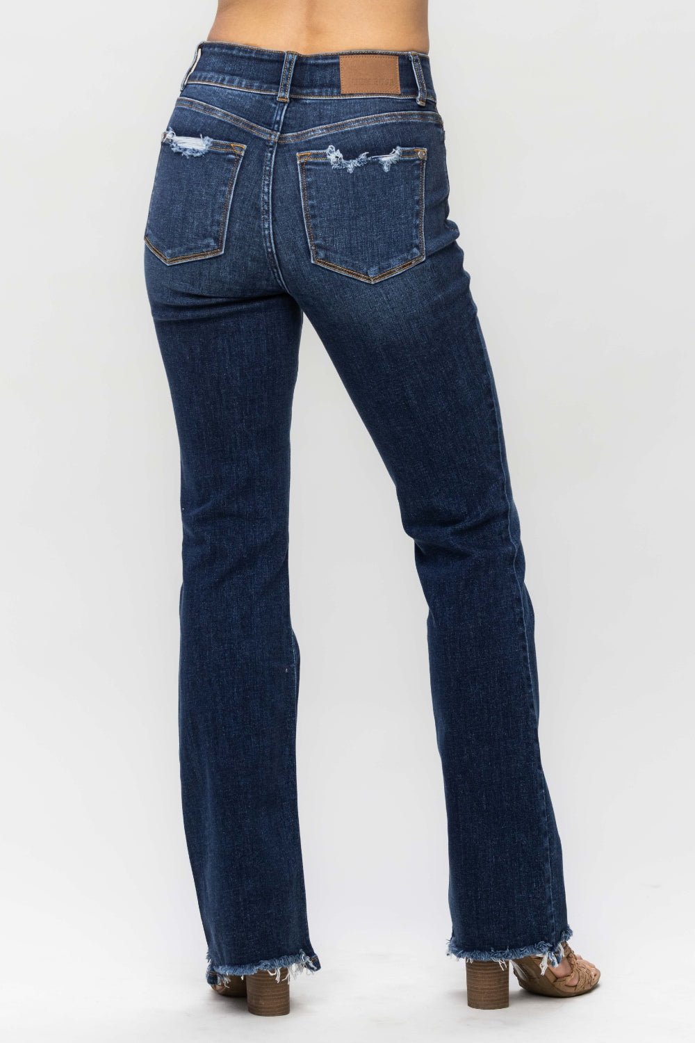 Judy Blue - Dark Wash Frayed Hem Bootcut Jeans