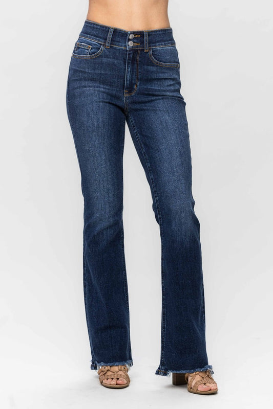 Judy Blue - Dark Wash Frayed Hem Bootcut Jeans