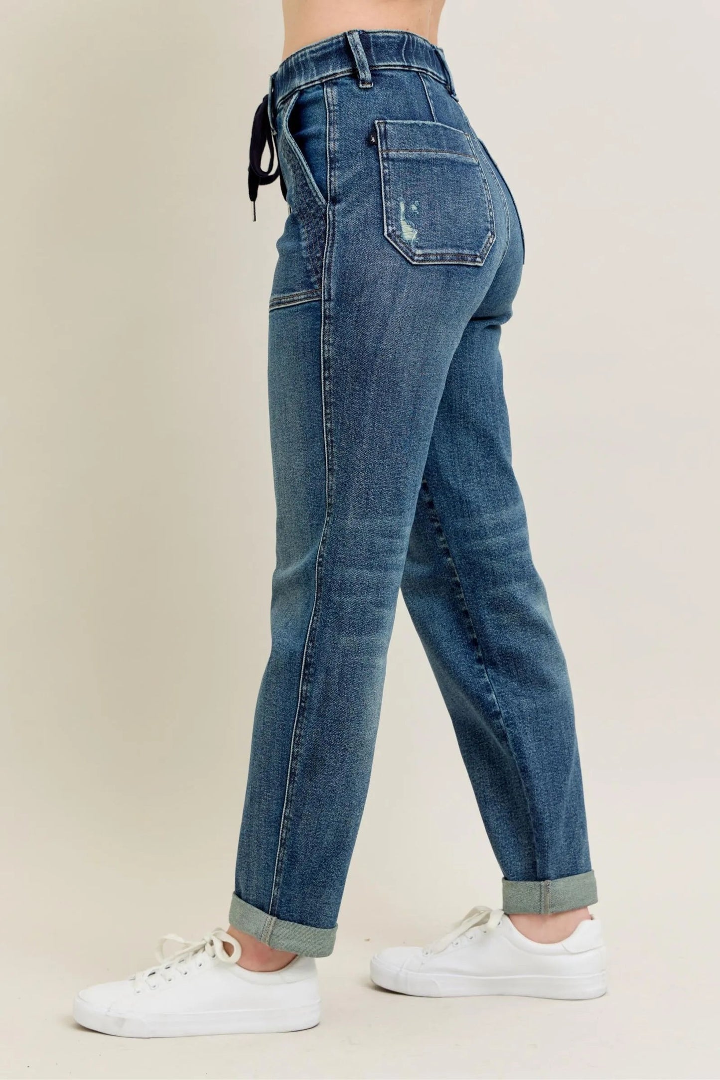 Judy Blue - Dark Wash High Rise Paperbag Jeans with Front Pockets