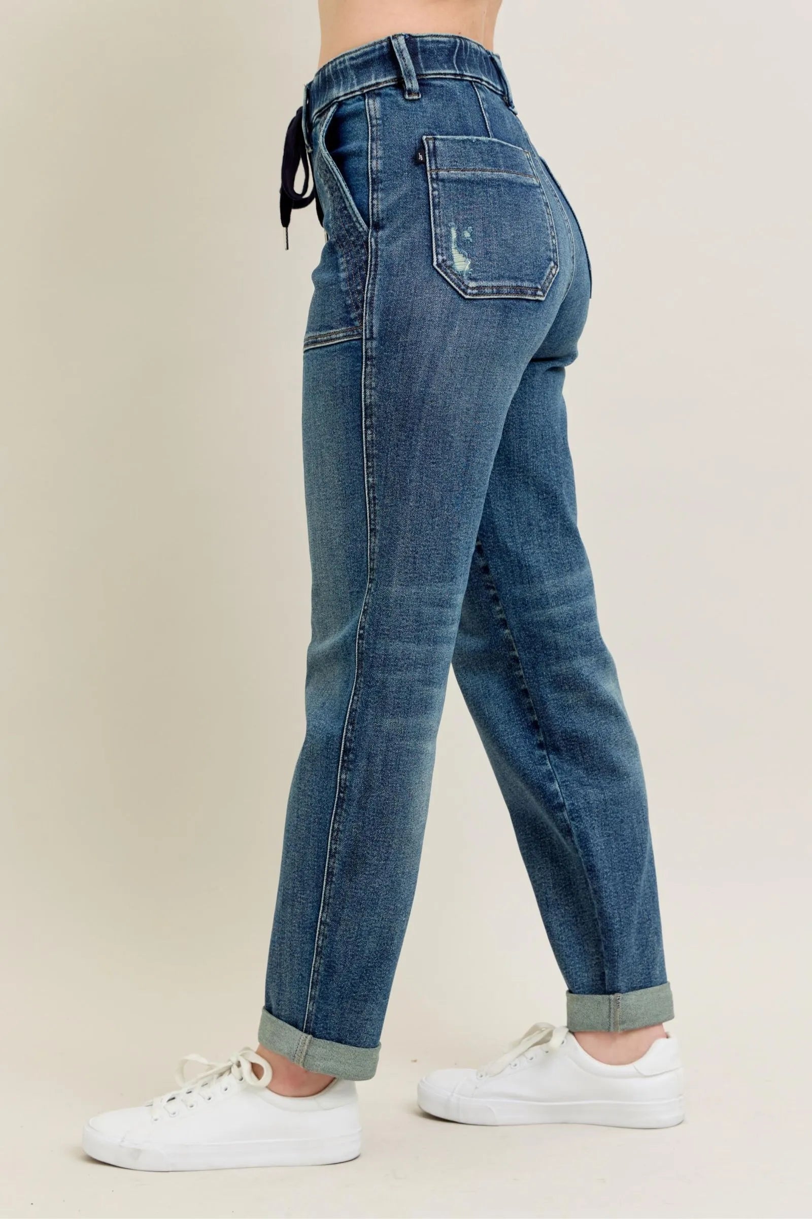 Judy Blue - Dark Wash High Rise Paperbag Jeans with Front Pockets