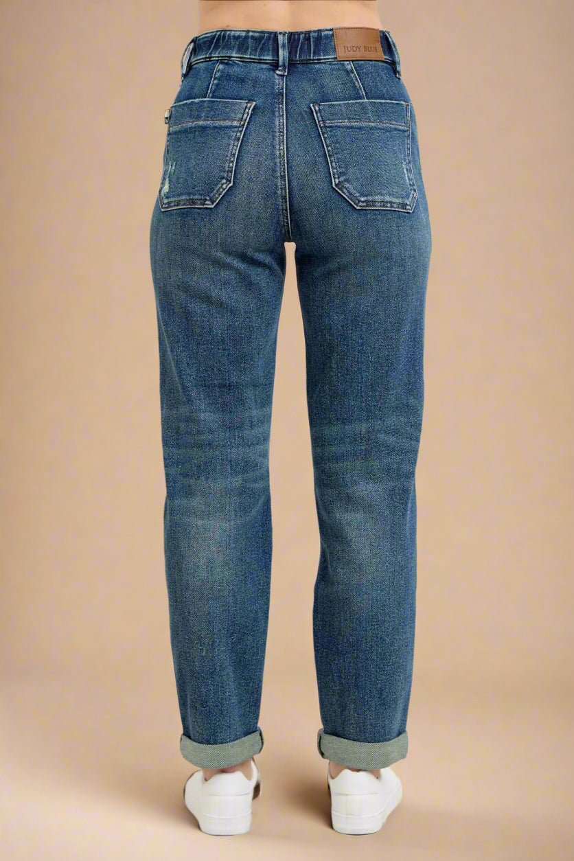 Judy Blue - Dark Wash High Rise Paperbag Jeans with Front Pockets