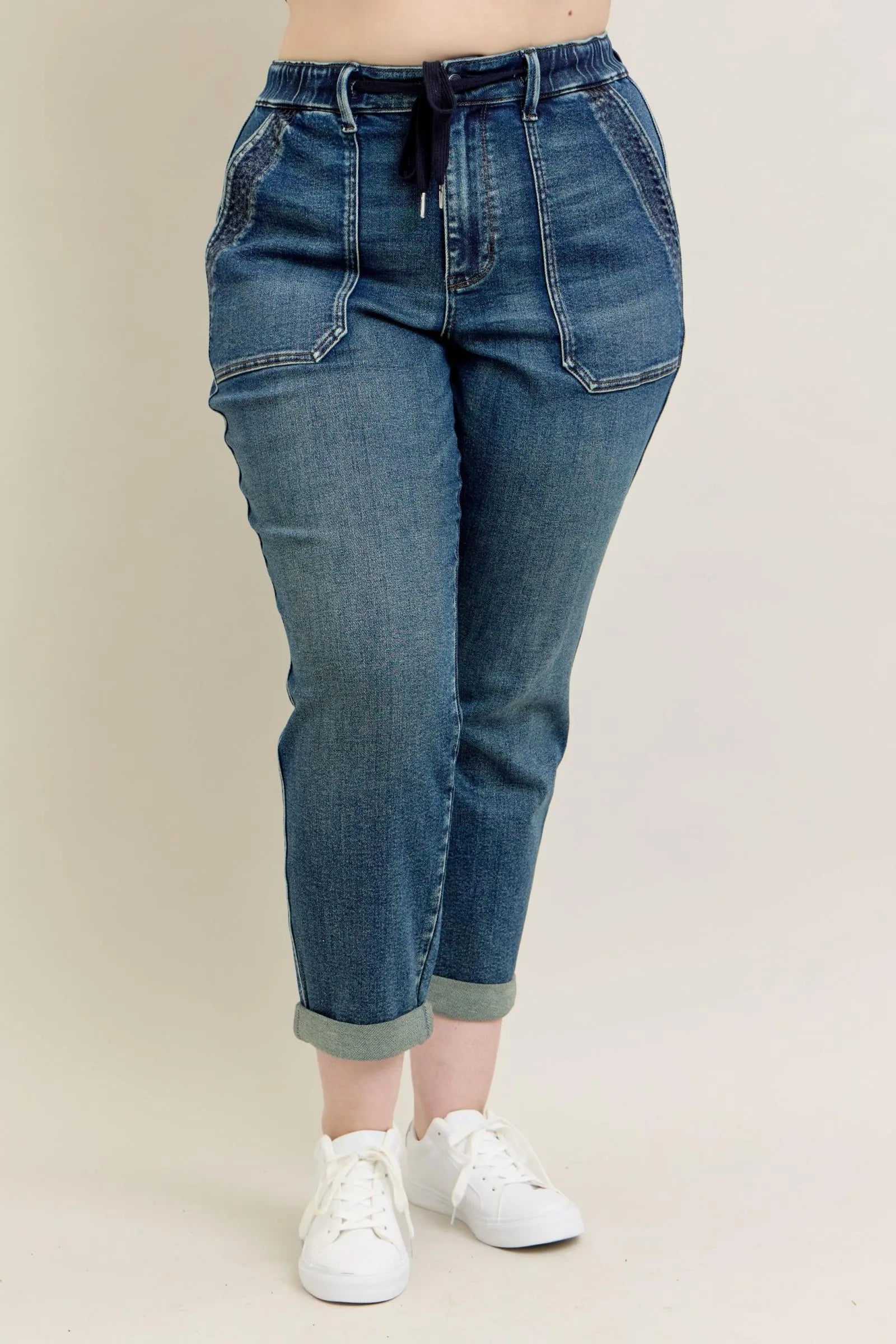 Judy Blue - Dark Wash High Rise Paperbag Jeans with Front Pockets