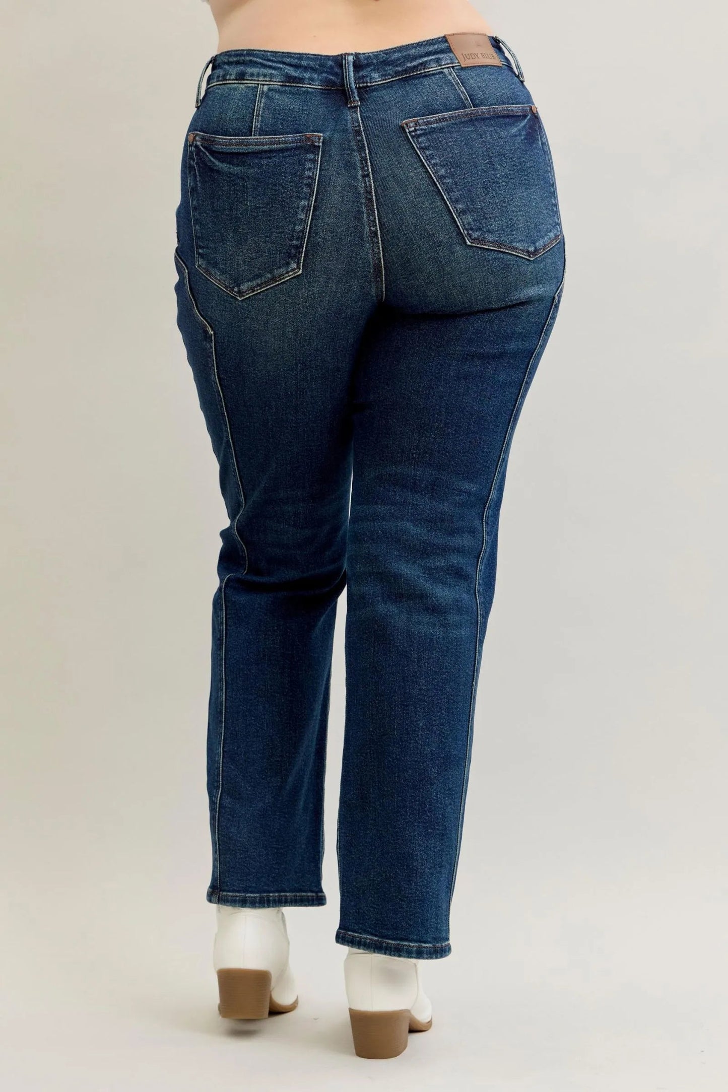 Judy Blue - Dark Wash High Rise Straight Leg Jeans with Seam Detail