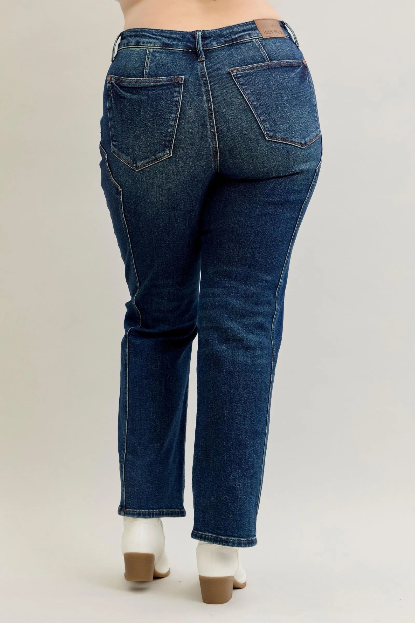 Judy Blue - Dark Wash High Rise Straight Leg Jeans with Seam Detail