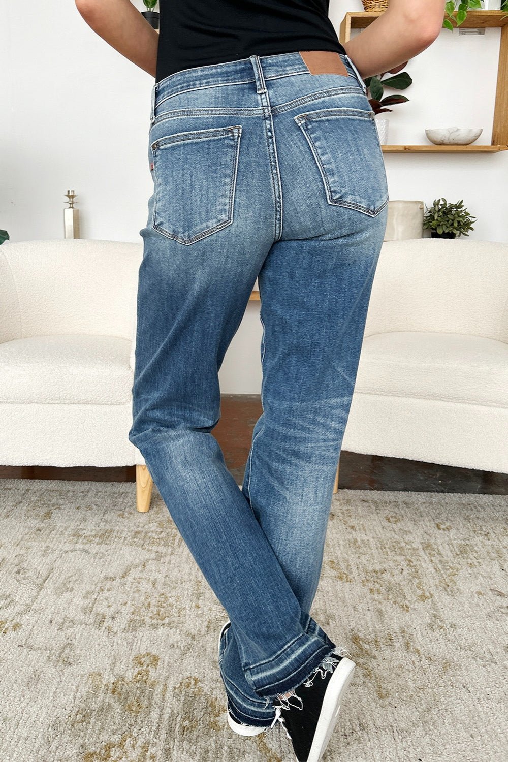 Judy Blue - Dark Wash Mid Rise Released Hem Jeans