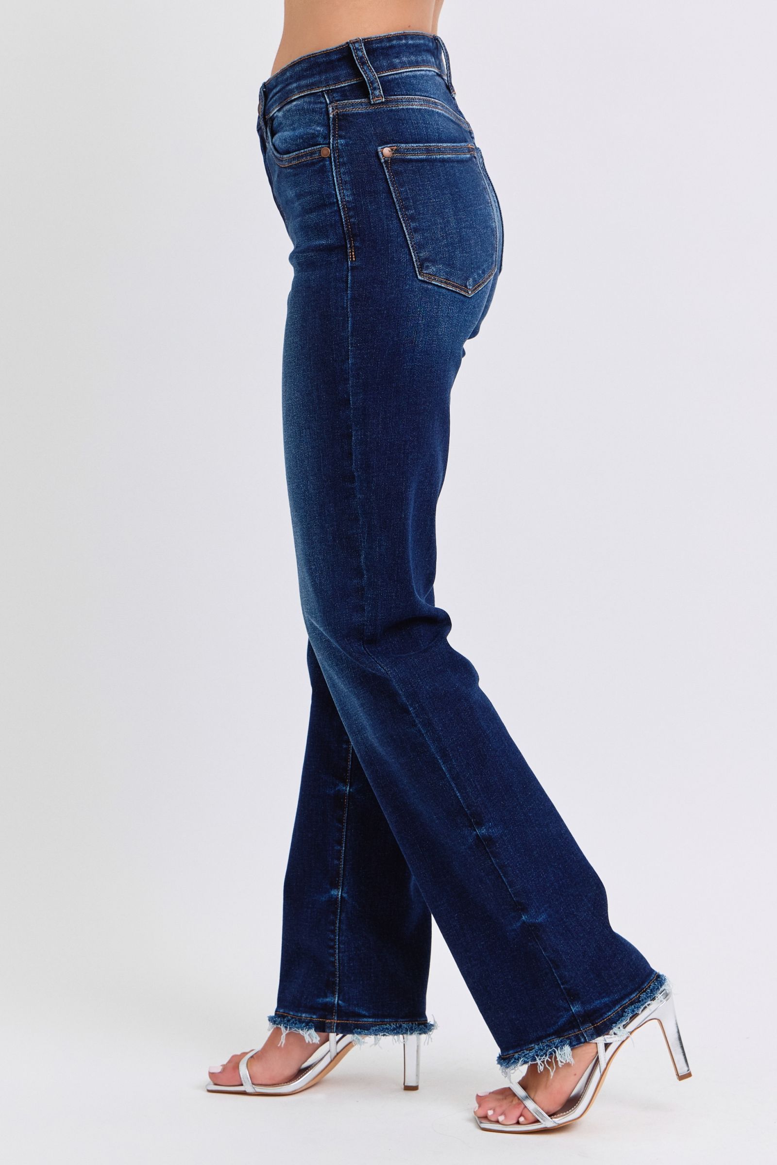 Judy Blue - Dark Wash Raw Hem Straight Leg Jeans