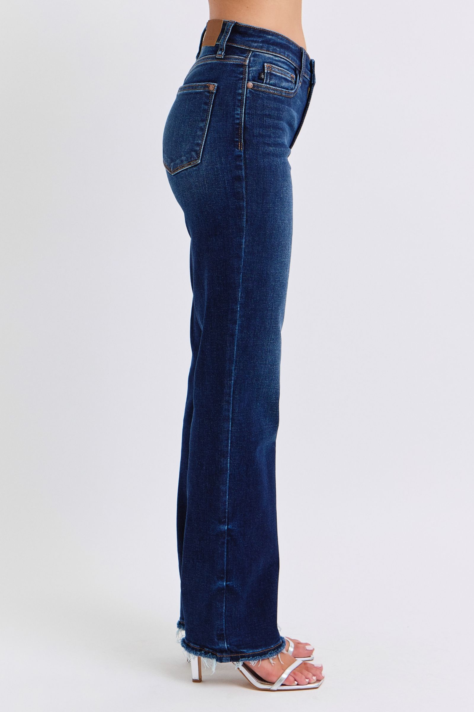 Judy Blue - Dark Wash Raw Hem Straight Leg Jeans