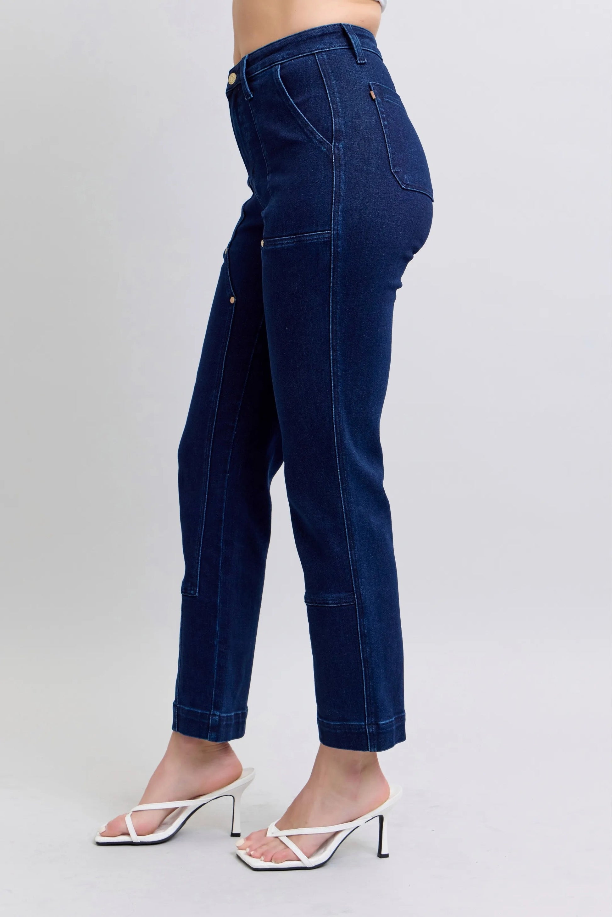 Judy Blue - Dark Wash Straight Leg Utility Jeans