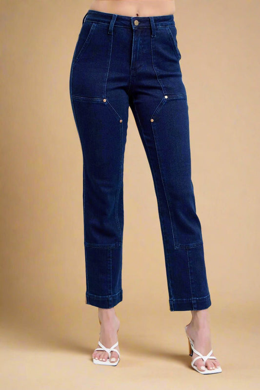 Judy Blue - Dark Wash Straight Leg Utility Jeans