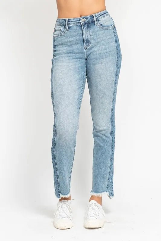 Judy Blue - High Rise Color Block Straight Jeans – Light Wash Combo