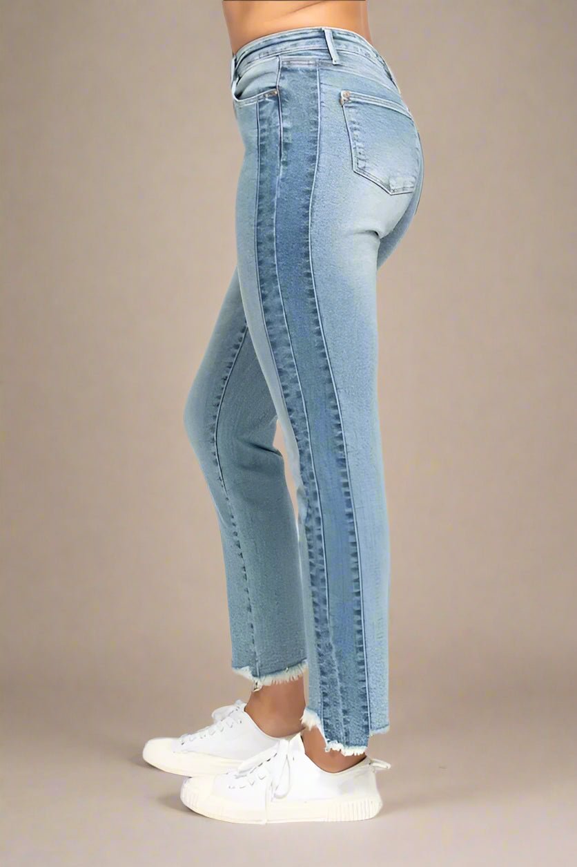 Judy Blue - High Rise Color Block Straight Jeans – Light Wash Combo