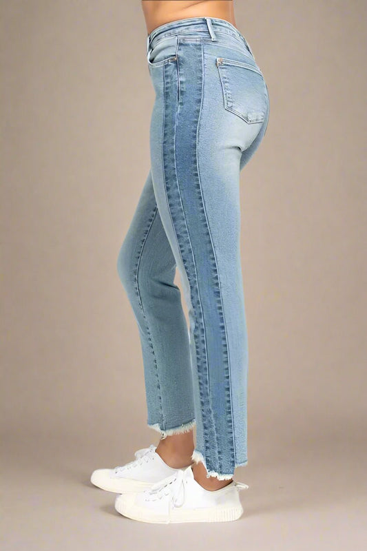 Judy Blue - High Rise Color Block Straight Jeans – Light Wash Combo