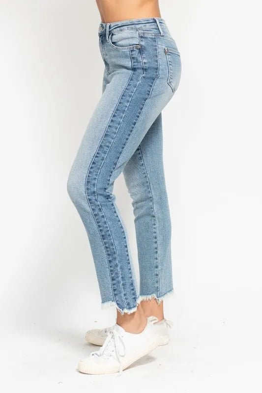 Judy Blue - High Rise Color Block Straight Jeans – Light Wash Combo