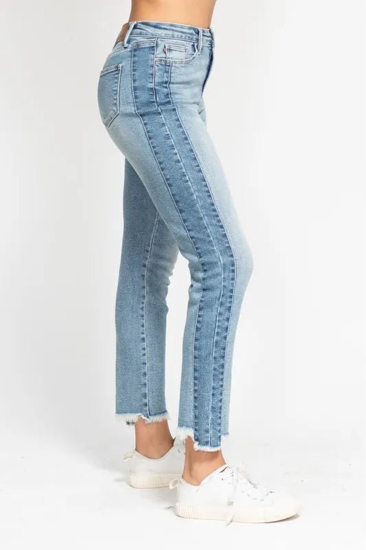 Judy Blue - High Rise Color Block Straight Jeans – Light Wash Combo