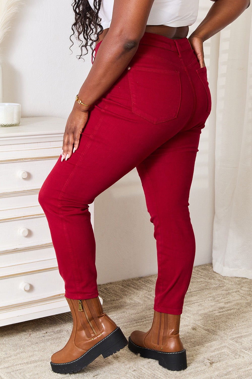 Judy Blue - High Waist Tummy Control Skinny Jeans in Scarlet