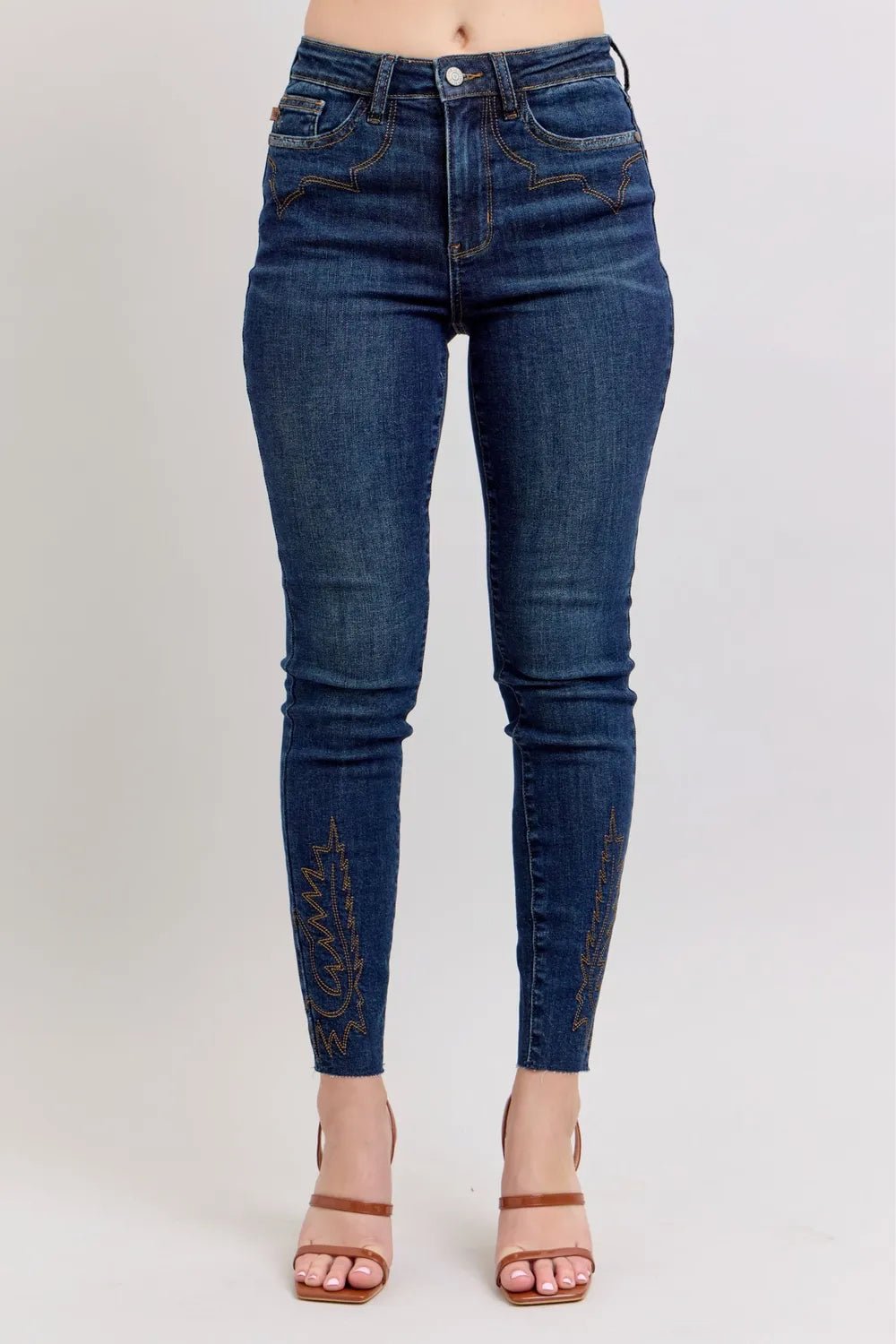 Judy Blue - Indigo Embroidered Skinny Jeans