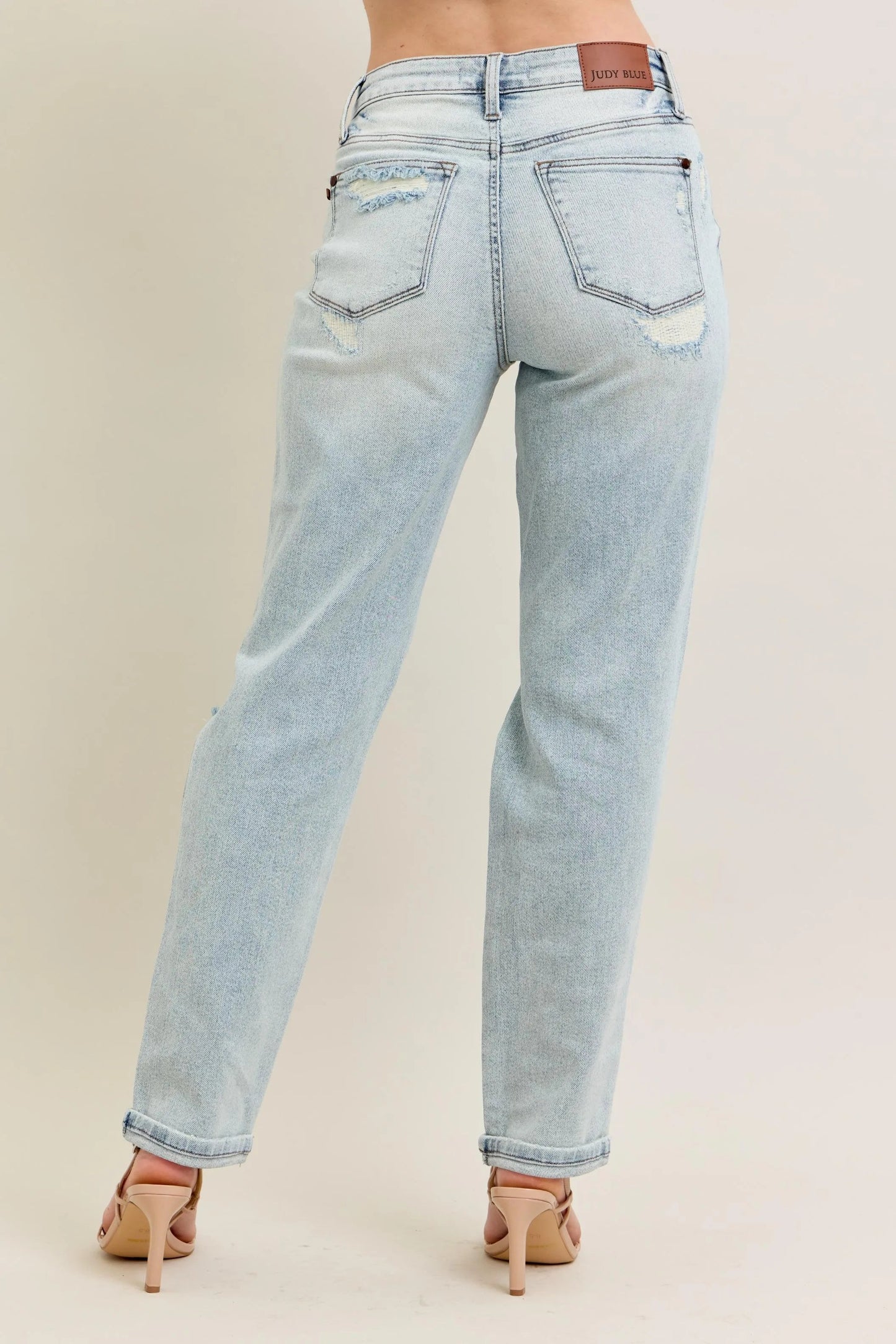 Judy Blue - Light Wash Distressed Straight Leg Jeans