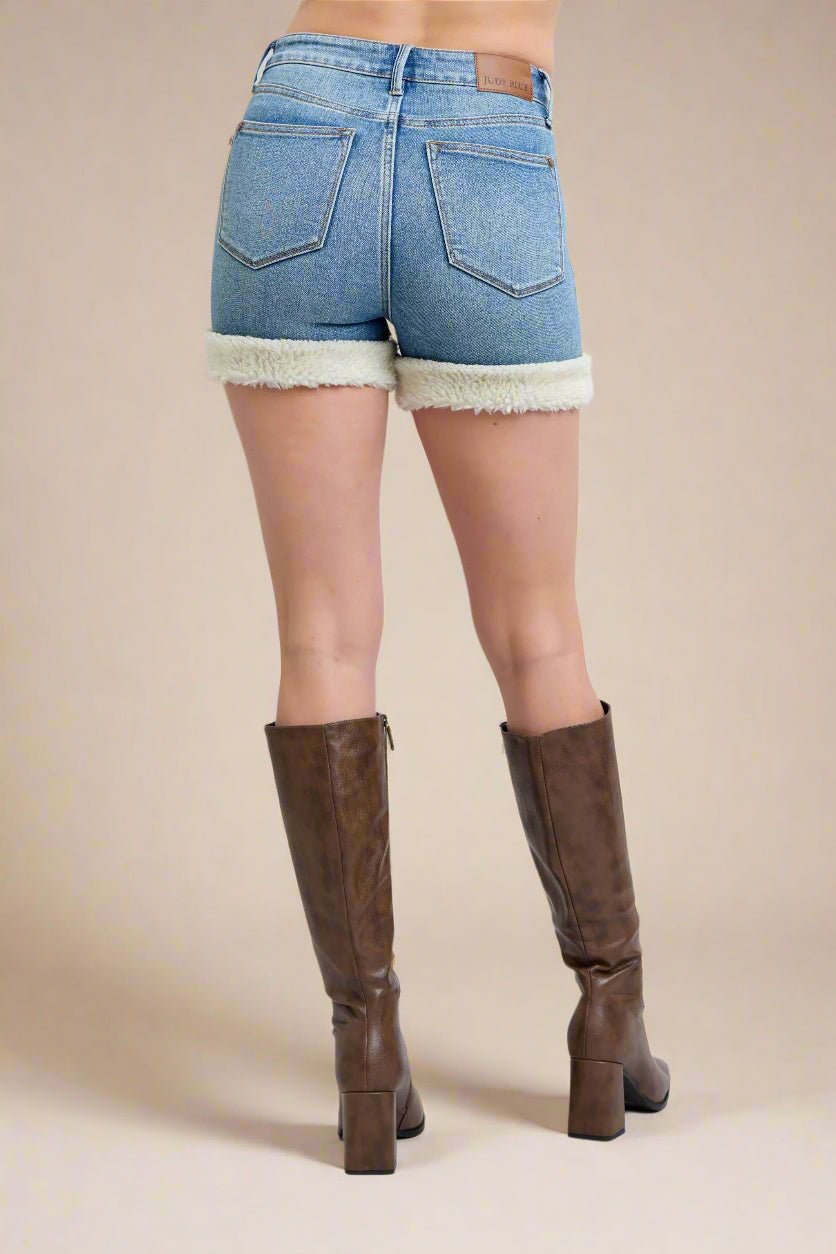 Judy Blue - Light Wash Fleece Lined Denim Shorts