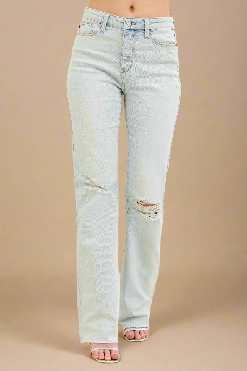 Judy Blue - Light Wash High Rise Distressed Bootcut Jeans