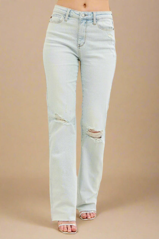 Judy Blue - Light Wash High Rise Distressed Bootcut Jeans